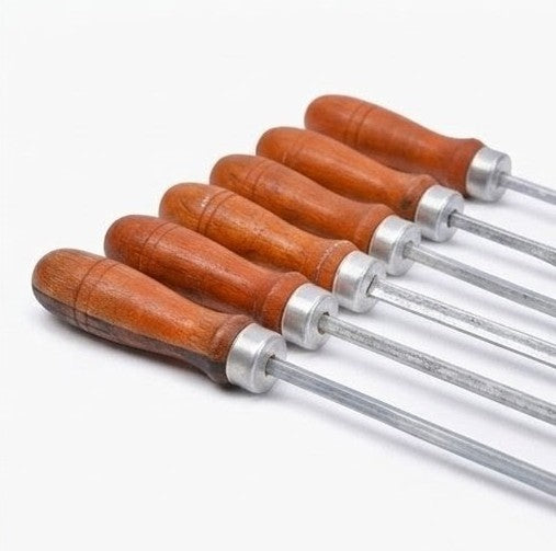 Metallic BBQ Seekh Skewer Small with Handle, Flat