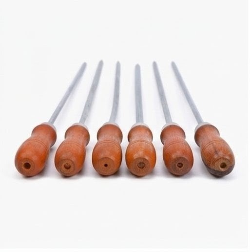 Metallic BBQ Seekh Skewer Small with Handle, Flat