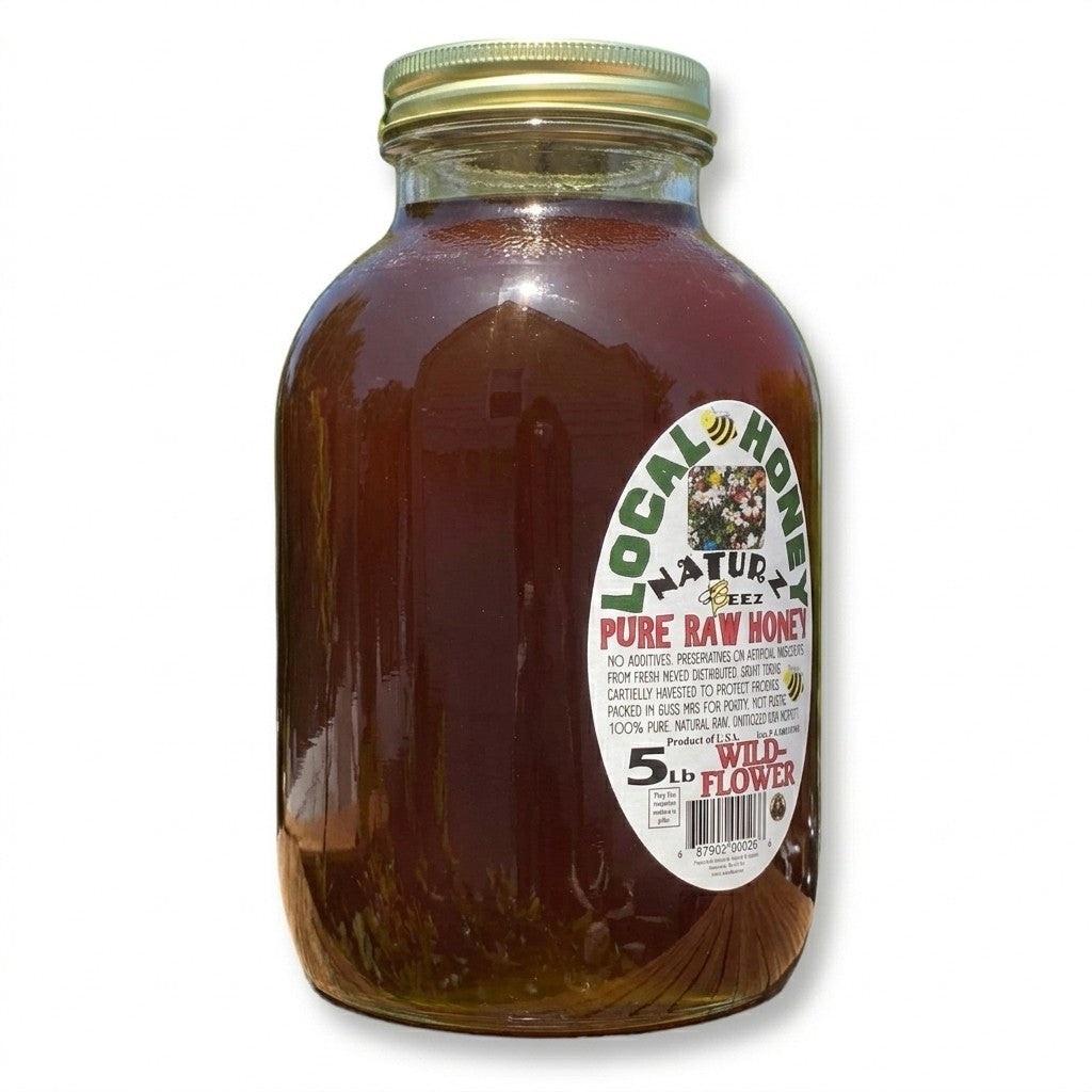 Wildflower Honey, 5lb Glass Bottle