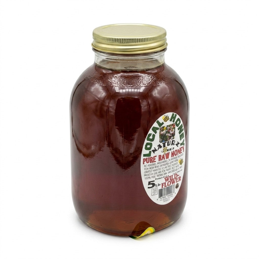 Wildflower Honey, 5lb Glass Bottle