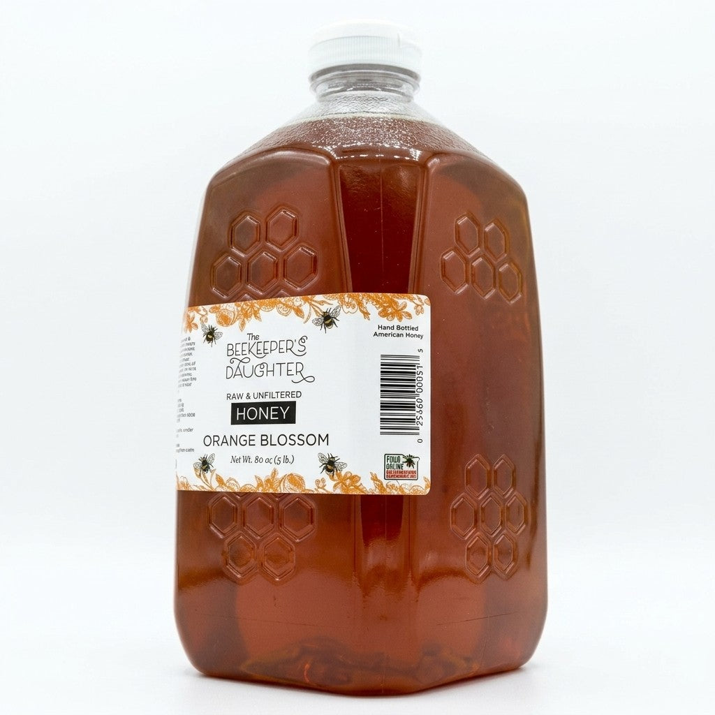 Orange Blossom Honey, 5lb Glass Bottle
