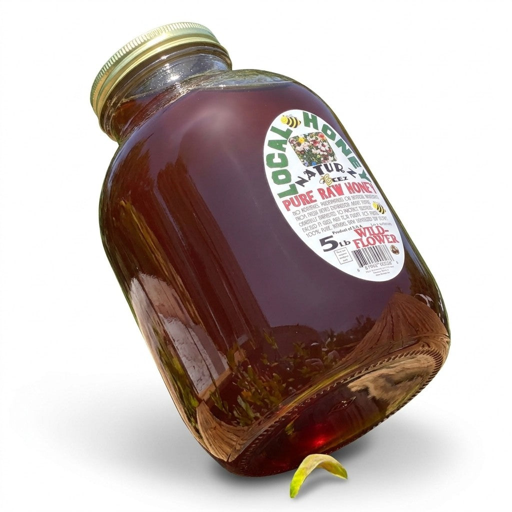 Wildflower Honey, 5lb Glass Bottle