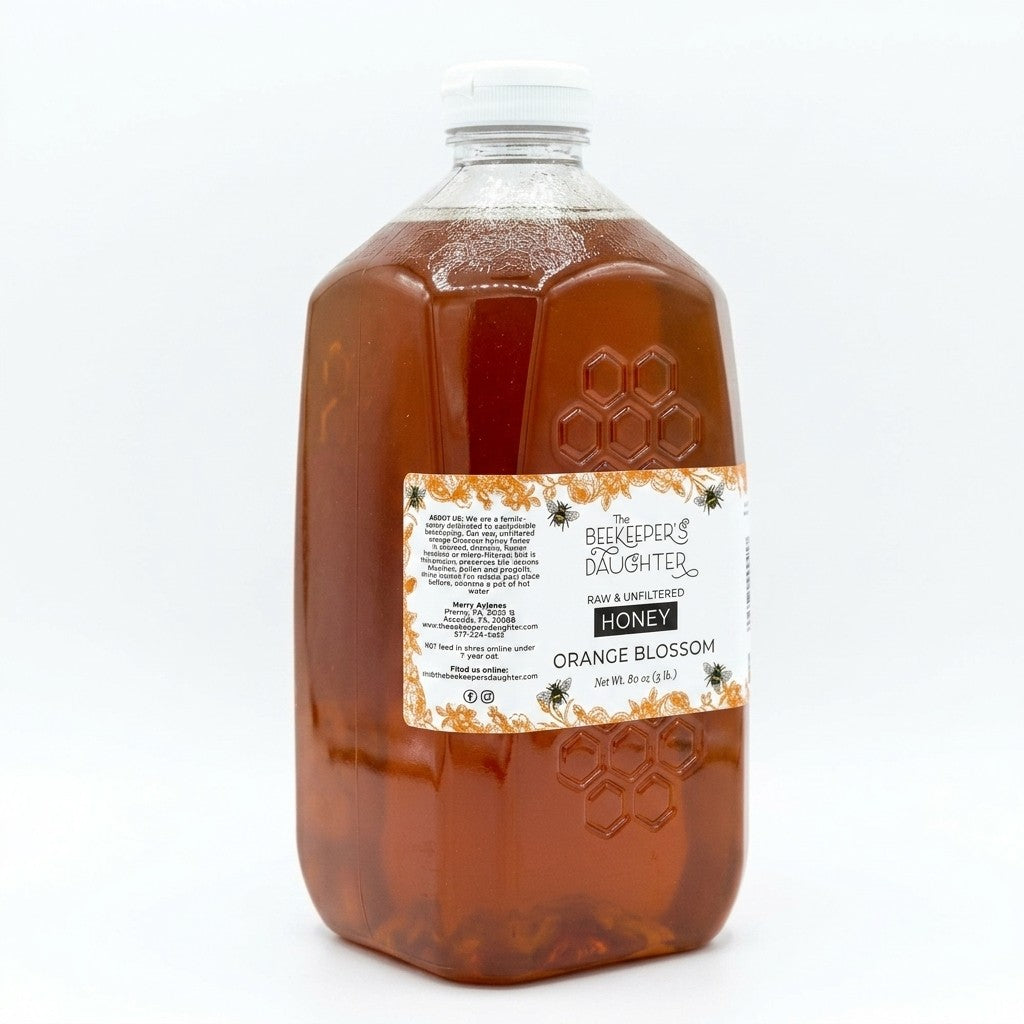 Orange Blossom Honey, 5lb Glass Bottle