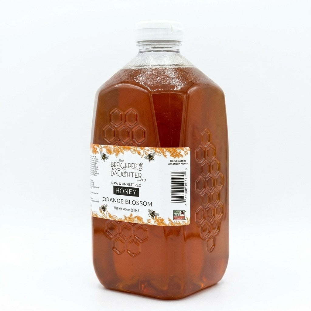 Orange Blossom Honey, 5lb Glass Bottle