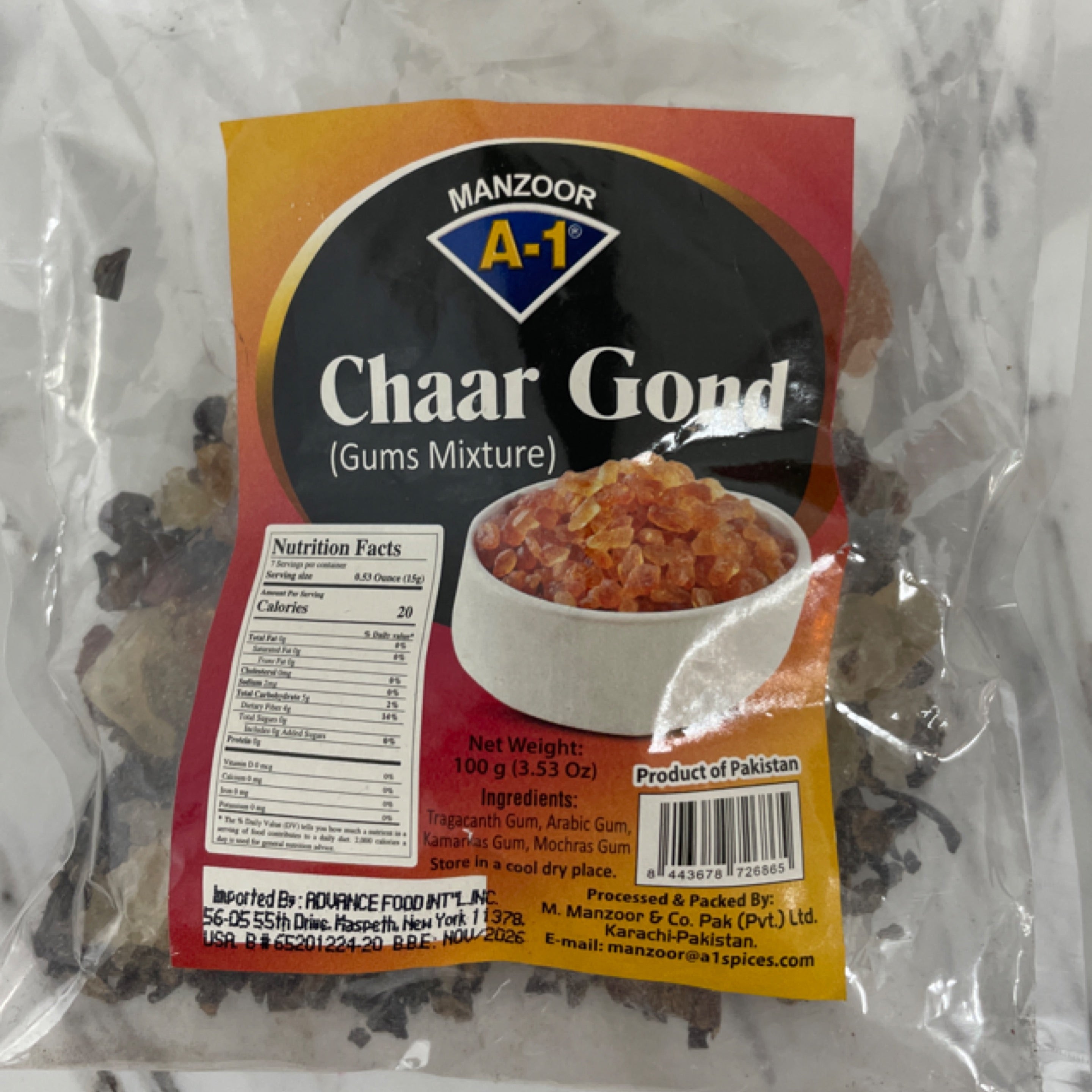 A-1 - Char Goond (Edible Gum), 100g