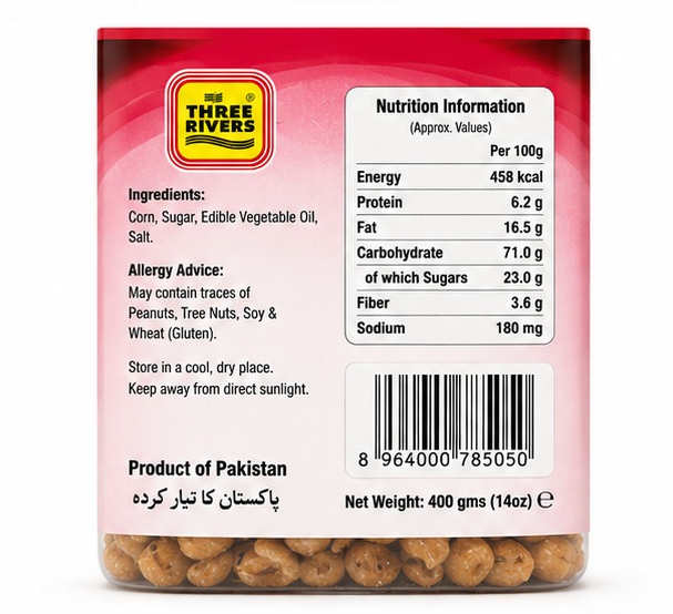 Three Rivers - Roasted Sweet Corn, 450g Jar