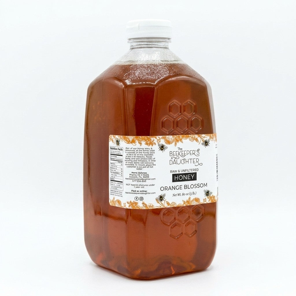 Orange Blossom Honey, 5lb Glass Bottle