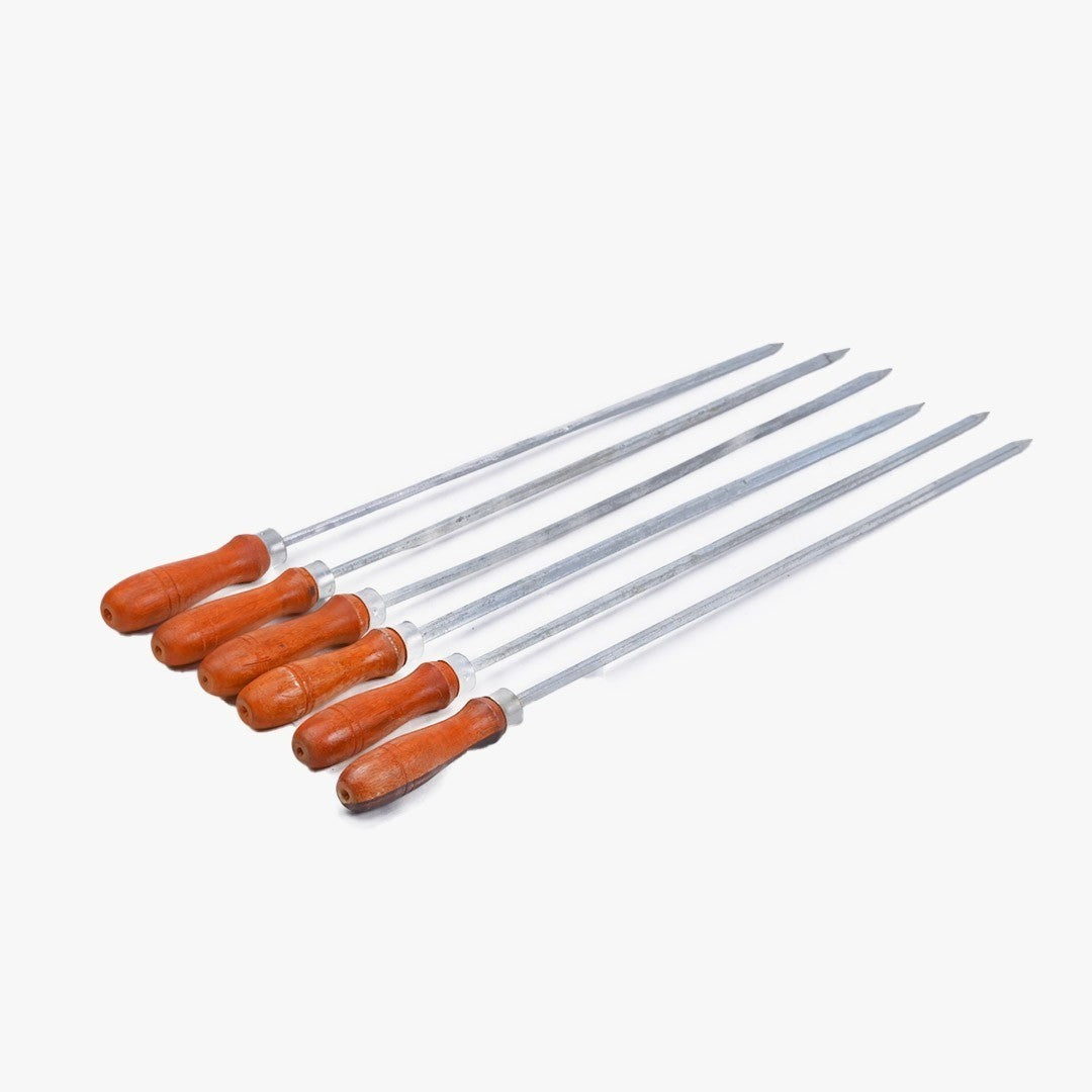 Metallic BBQ Seekh Skewer Small with Handle, Flat